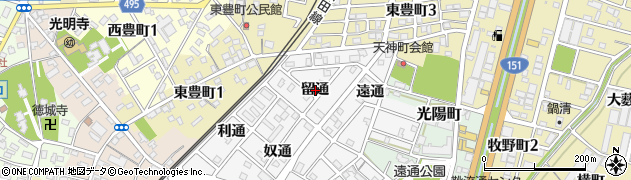 愛知県豊川市豊川町留通周辺の地図