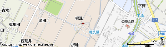 愛知県西尾市吉良町中野（梶洗）周辺の地図