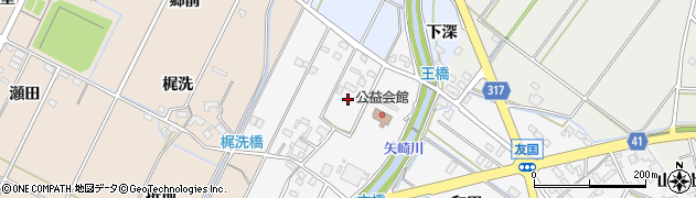愛知県西尾市吉良町友国（梶洗後）周辺の地図
