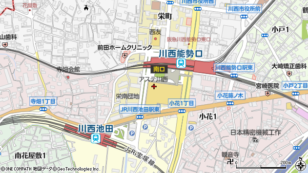 〒666-0033 兵庫県川西市栄町の地図