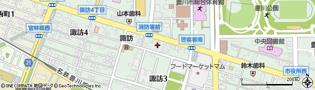 豊橋信用金庫諏訪支店周辺の地図