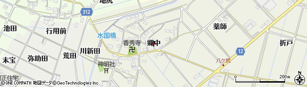 愛知県西尾市八ケ尻町（郷中）周辺の地図