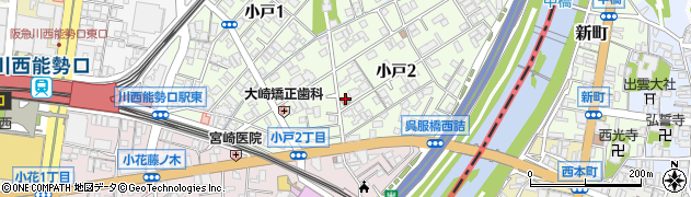 川西市　共同利用施設鶴寿会館周辺の地図