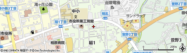 大阪府箕面市稲1丁目周辺の地図