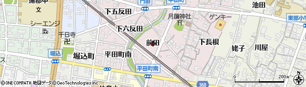 愛知県蒲郡市平田町（前田）周辺の地図