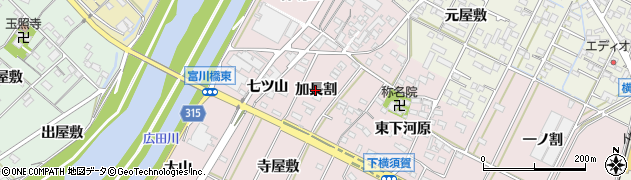愛知県西尾市吉良町下横須賀（加長割）周辺の地図