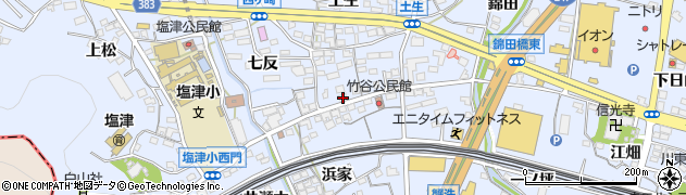 愛知県蒲郡市竹谷町元町周辺の地図