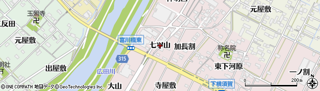 愛知県西尾市吉良町下横須賀（七ツ山）周辺の地図