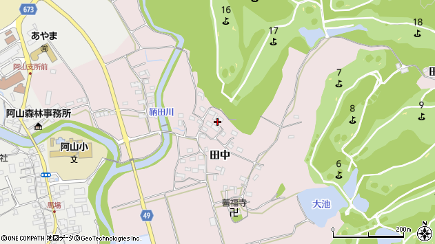 〒518-1312 三重県伊賀市田中の地図
