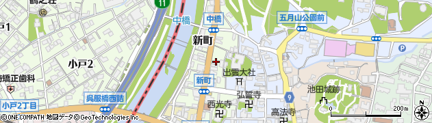 大阪府池田市新町周辺の地図