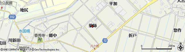 愛知県西尾市市子町（薬師）周辺の地図