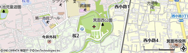 大阪府箕面市桜2丁目1周辺の地図