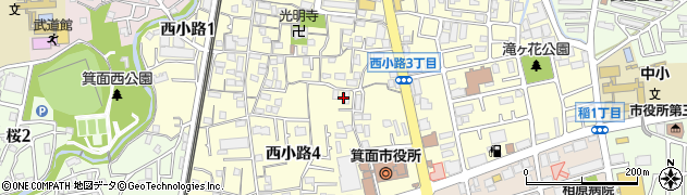 大阪府箕面市西小路周辺の地図