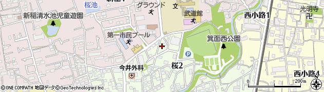 大阪府箕面市桜2丁目13周辺の地図