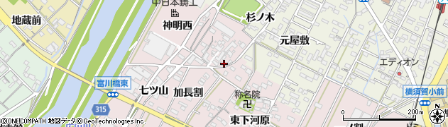 愛知県西尾市吉良町下横須賀（西下河原）周辺の地図