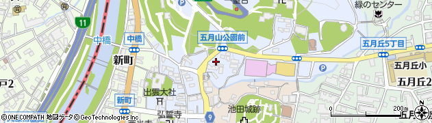 大阪府池田市綾羽周辺の地図