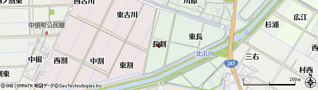 愛知県西尾市刈宿町（長割）周辺の地図
