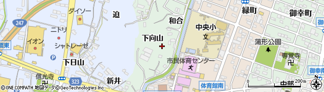 愛知県蒲郡市神ノ郷町（下向山）周辺の地図