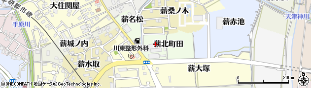 京都府京田辺市薪北町田周辺の地図