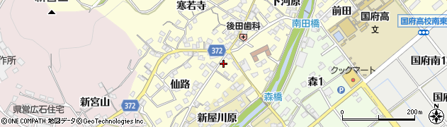 愛知県豊川市国府町下河原86周辺の地図