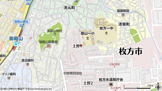 〒573-1175 大阪府枚方市上野の地図
