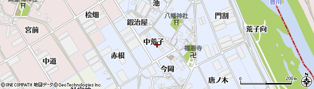 愛知県豊川市二葉町中荒子周辺の地図