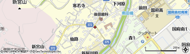 愛知県豊川市国府町下河原87周辺の地図
