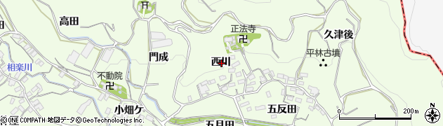 愛知県蒲郡市相楽町西川周辺の地図