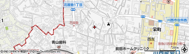 兵庫県川西市花屋敷1丁目周辺の地図