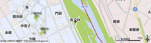愛知県豊川市二葉町荒子向周辺の地図
