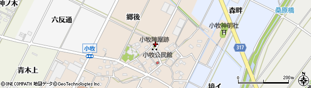 愛知県西尾市吉良町小牧郷後34周辺の地図