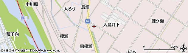 愛知県豊橋市賀茂町（大鳥井下）周辺の地図