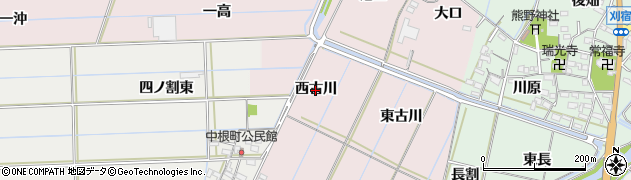 愛知県西尾市巨海町（西古川）周辺の地図