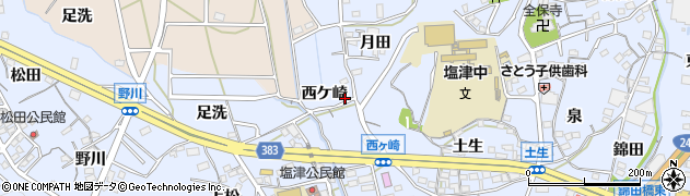 愛知県蒲郡市竹谷町（西ケ崎）周辺の地図