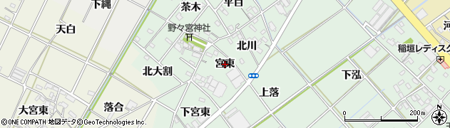 愛知県西尾市野々宮町（宮東）周辺の地図