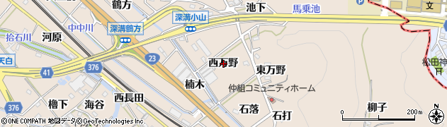 愛知県額田郡幸田町深溝西万野周辺の地図