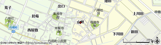 愛知県西尾市下道目記町（山畔）周辺の地図