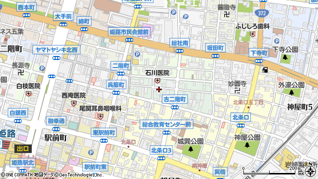 〒670-0936 兵庫県姫路市古二階町の地図