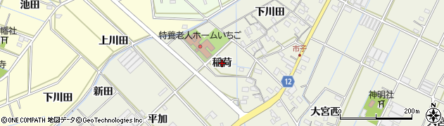 愛知県西尾市市子町（稲荷）周辺の地図