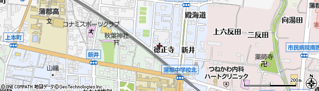 愛知県蒲郡市新井形町（徳正寺）周辺の地図