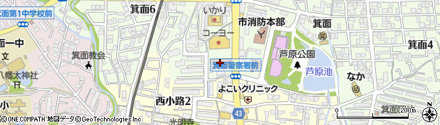 箕面郵便局周辺の地図