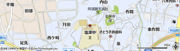 愛知県蒲郡市竹谷町上ノ山周辺の地図