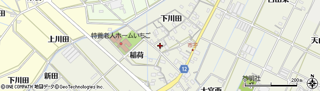 愛知県西尾市市子町下川田70周辺の地図