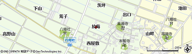 愛知県西尾市行用町（於莓）周辺の地図