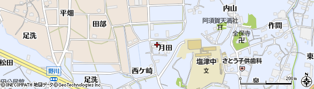 愛知県蒲郡市竹谷町月田周辺の地図
