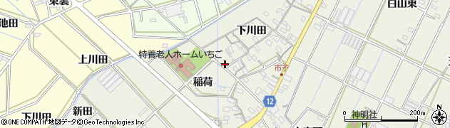 愛知県西尾市市子町下川田20周辺の地図