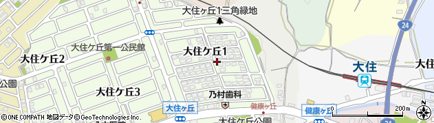 京都府京田辺市大住ケ丘1丁目周辺の地図