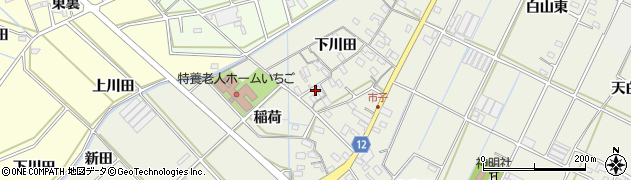 愛知県西尾市市子町下川田72周辺の地図