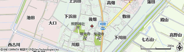 愛知県西尾市刈宿町後畑2周辺の地図