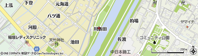 愛知県西尾市天竹町川新田周辺の地図